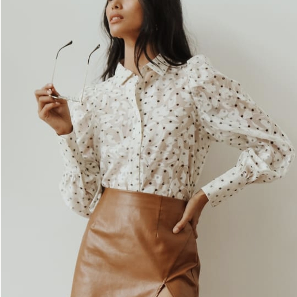 Lulu's Walking the Walk Camel Vegan Leather Mini Skirt